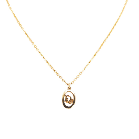 Pre-Loved Dior Gold Plated CD Logo Pendant Necklace - Picture 1 of 4
